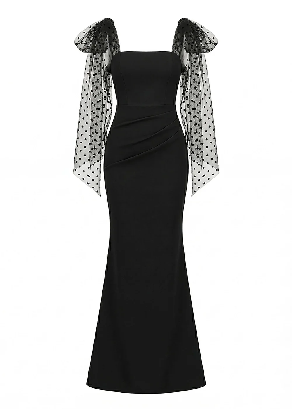 Goddiva Black Scuba & Polka Mesh Bella Bow Multiway Maxi Dress - 14 Image 5