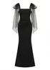 Goddiva Black Scuba & Polka Mesh Bella Bow Multiway Maxi Dress - 14 Image 5
