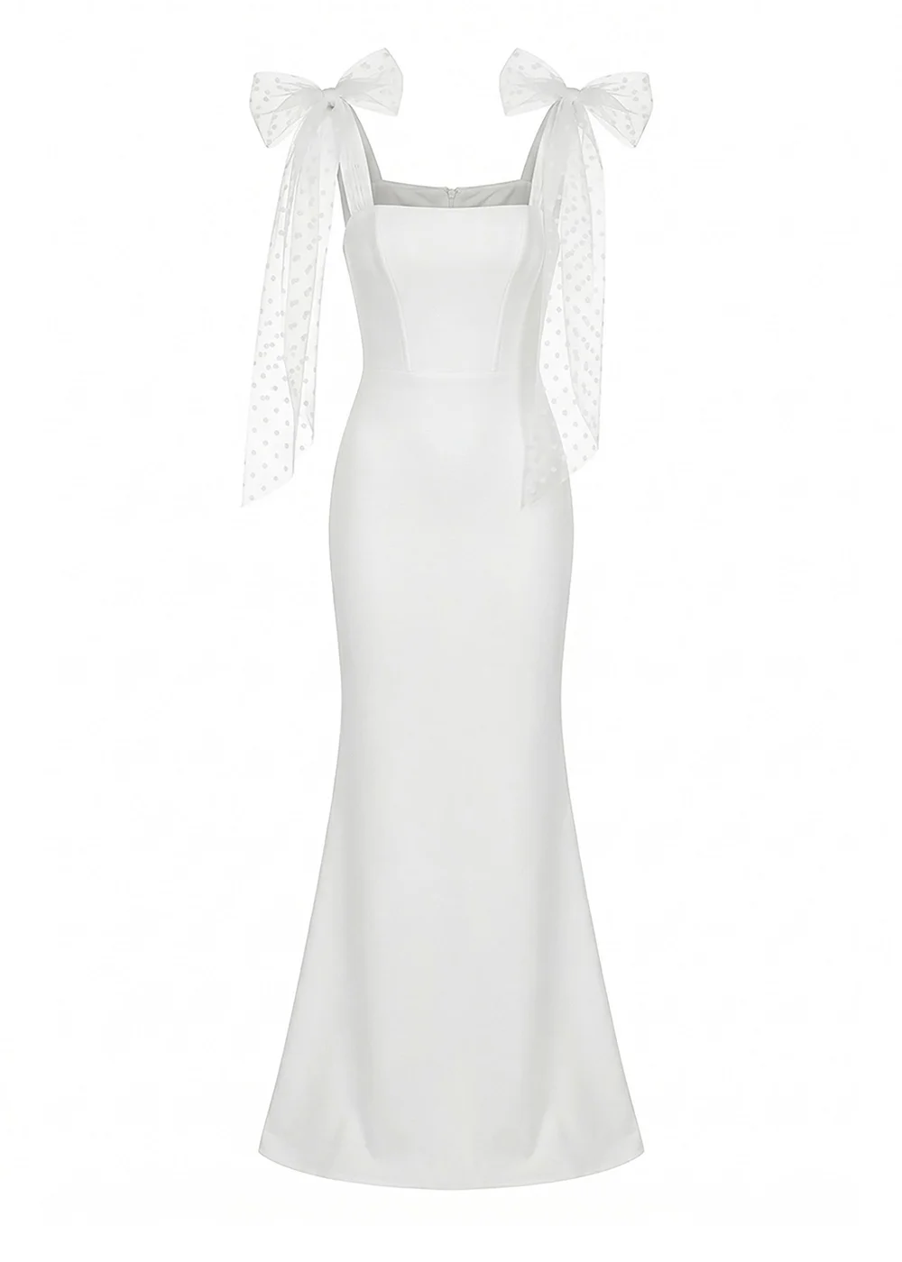 Goddiva White Scuba & Polka Mesh Bella Bow Multiway Maxi Dress - 14 Image 5