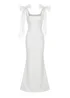 Goddiva White Scuba & Polka Mesh Bella Bow Multiway Maxi Dress - 14 Image 5