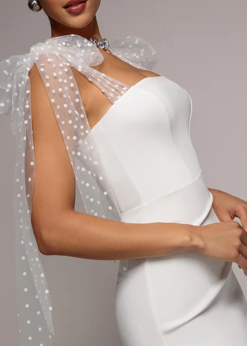 Goddiva White Scuba & Polka Mesh Bella Bow Multiway Maxi Dress - 14 Image 3