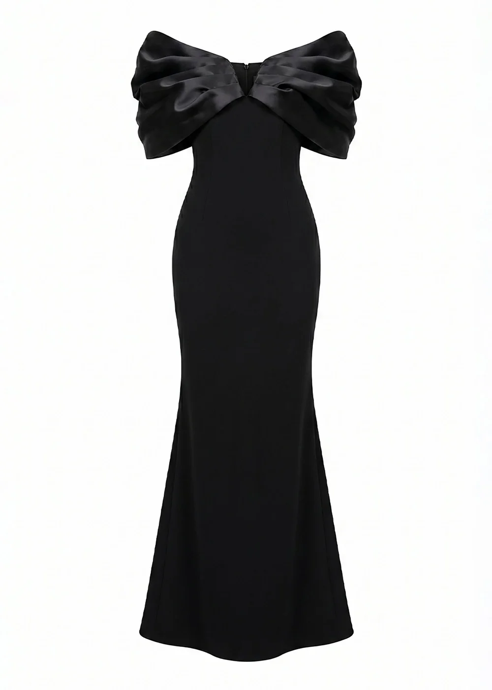 Goddiva Black Satin Plunge Neck Bardot Scuba Maxi Dress - 10 Image 5