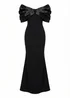 Goddiva Black Satin Plunge Neck Bardot Scuba Maxi Dress - 10 Image 5