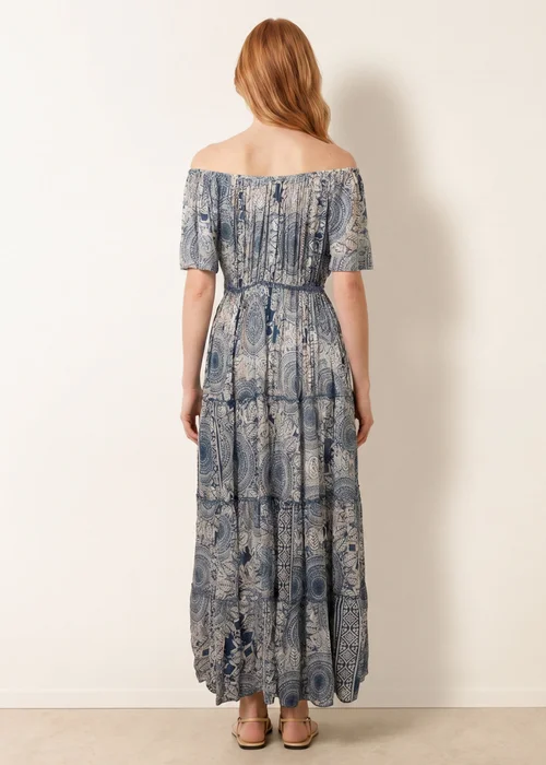 Blue Vanilla Navy Tie Front Bardot Maxi Dress - L/XL Image 4