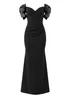 Goddiva Black Satin Bow Bardot Sheath Maxi Dress - 16 Image 5