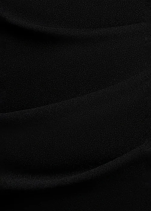 Goddiva Black Satin Bow Bardot Sheath Maxi Dress - 16 Image 4