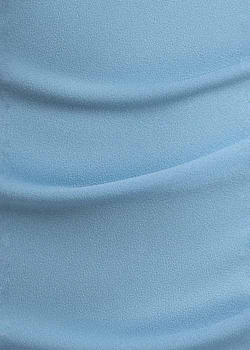Goddiva Ice Blue Satin Bow Bardot Sheath Maxi Dress - 10 Image 4