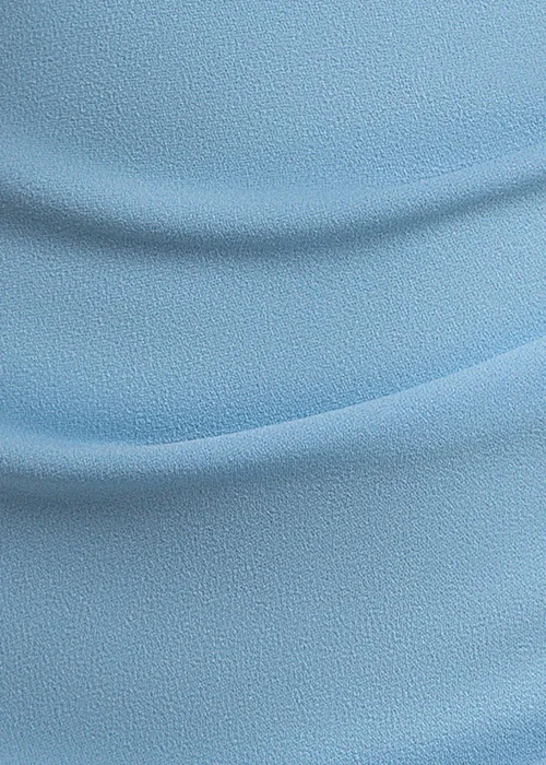 Goddiva Ice Blue Satin Bow Bardot Sheath Maxi Dress - 10 Image 5