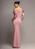 Goddiva Blush Satin Bow Bardot Sheath Maxi Dress - 10 Image 2