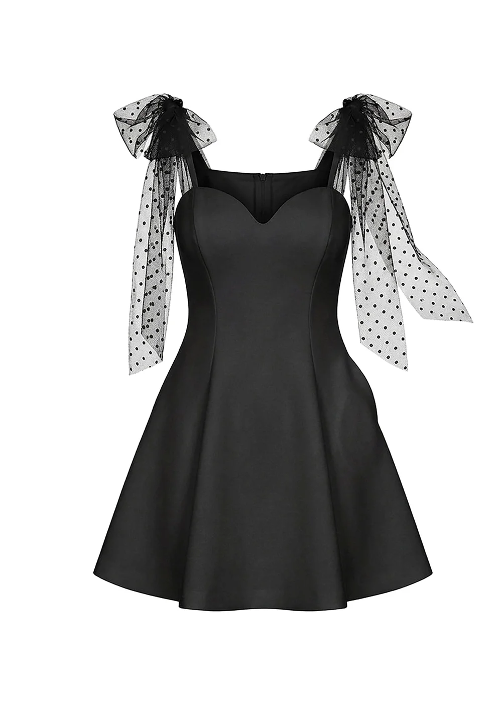 Goddiva Black Scuba & Polka Mesh Bella Bow Multiway Skater Mini Dress - 14 Image 5