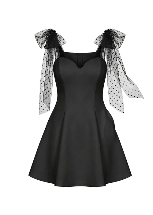 Goddiva Black Scuba & Polka Mesh Bella Bow Multiway Skater Mini Dress - 14 Image 5