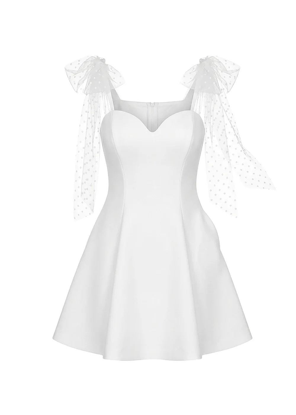 Goddiva White Scuba & Polka Mesh Bella Bow Multiway Skater Mini Dress - 16 Image 5