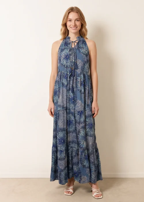 Blue Vanilla Blue Tiered Tie Front Dress - S/M Image 2
