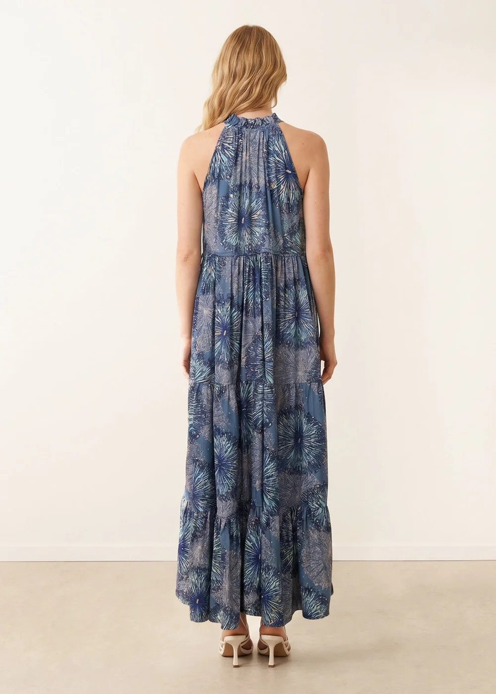 Blue Vanilla Blue Tiered Tie Front Dress - S/M Image 4