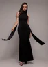 Goddiva Black Satin Multi Tie Halterneck Maxi Dress - 18 Image 1