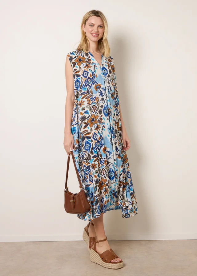 Blue Vanilla Blue V Neck Loose Fit Maxi Dress