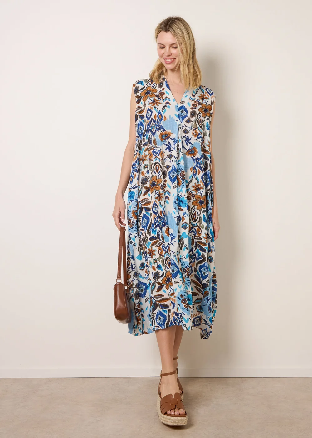 Blue Vanilla Blue V Neck Loose Fit Maxi Dress - S/M Image 3