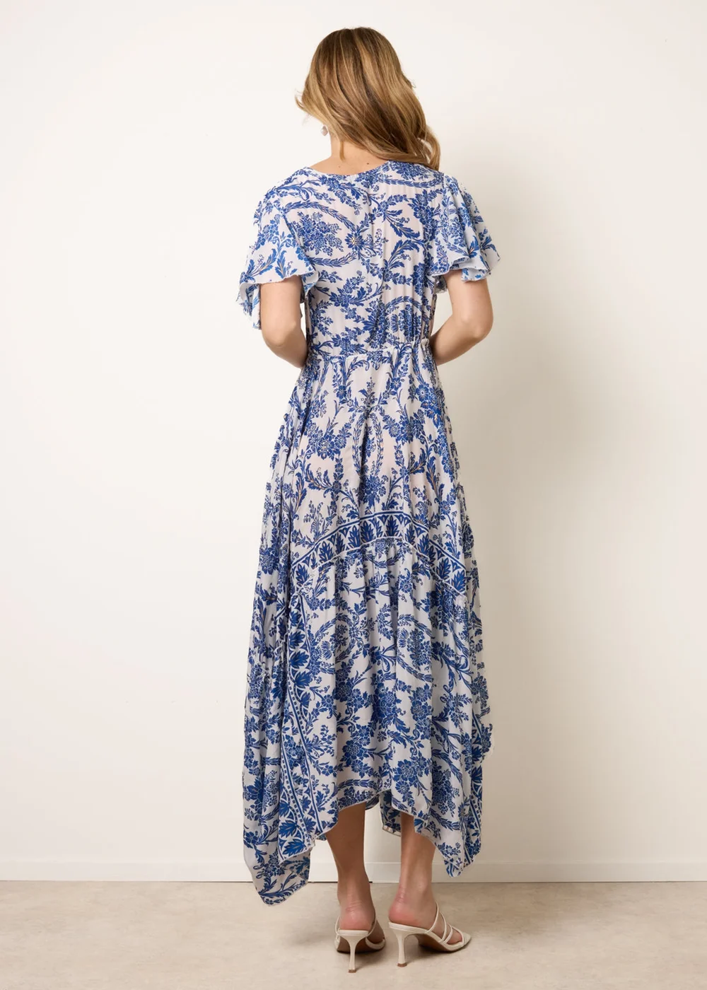 Blue Vanilla Navy Asymmetric Hem Wrap Dress - L/XL Image 4