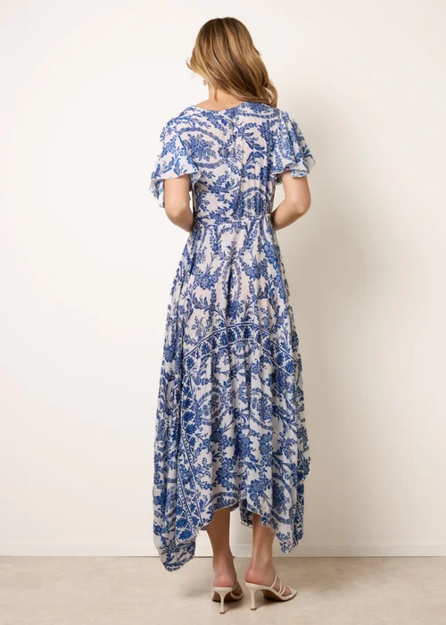 Blue Vanilla Navy Asymmetric Hem Wrap Dress - L/XL Image 4