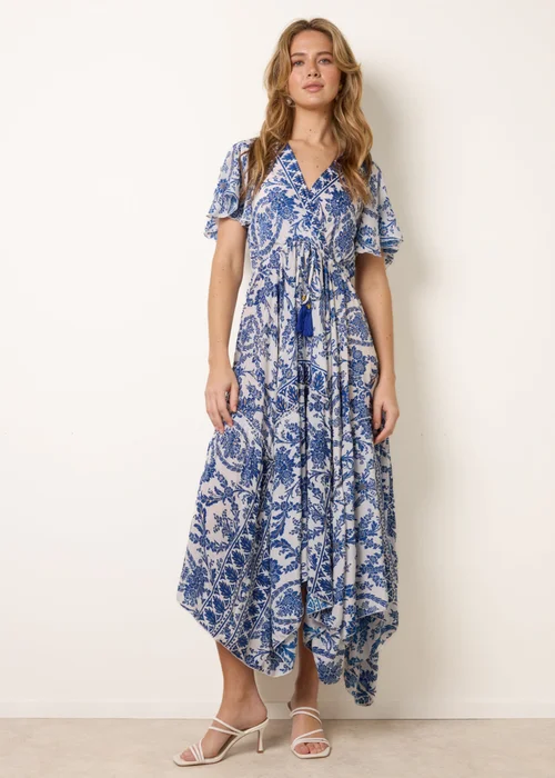 Blue Vanilla Navy Asymmetric Hem Wrap Dress - L/XL Image 3