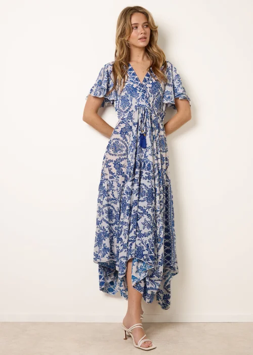 Blue Vanilla Navy Asymmetric Hem Wrap Dress - L/XL Image 1