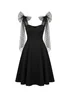 Goddiva Black Scuba & Polka Mesh Bella Bow Multiway A Line Midi Dress - 16 Image 5