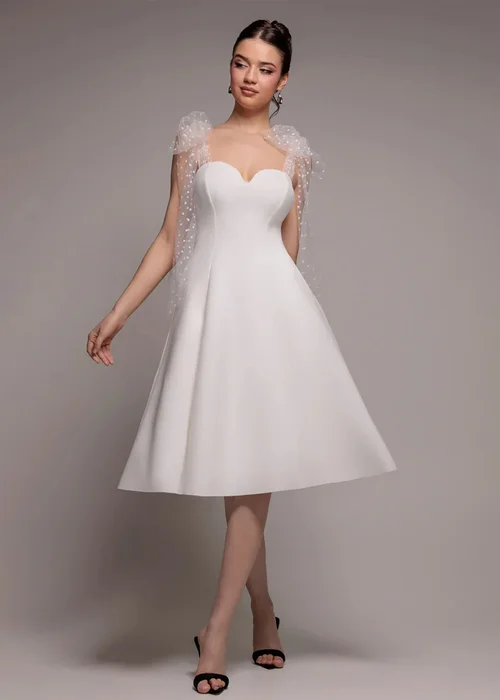 Goddiva White Scuba & Polka Mesh Bella Bow Multiway A Line Midi Dress - 14 Image 1