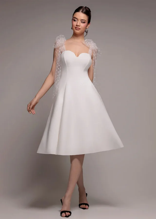 Goddiva White Scuba & Polka Mesh Bella Bow Multiway A Line Midi Dress
