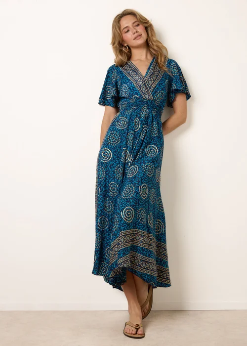 Blue Vanilla Blue Wrap Over Tie Back Maxi Dress - S/M Image 1