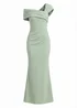 Goddiva Sage Green One Shoulder Asymmetric Scuba Crepe Maxi Dress - 12 Image 5