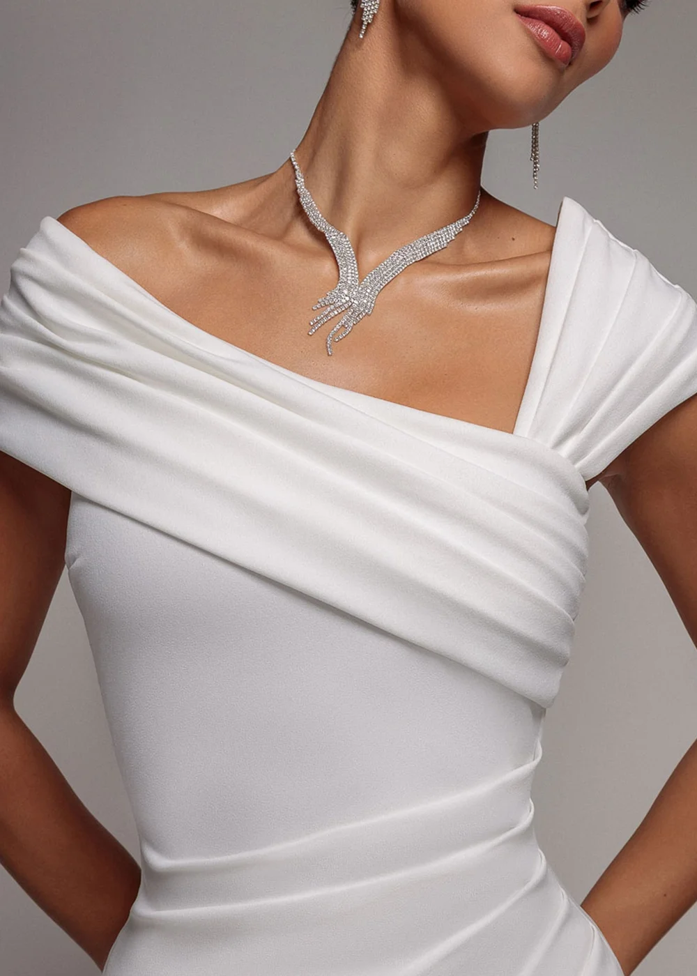 Goddiva White One Shoulder Asymmetric Scuba Crepe Maxi Dress - 8 Image 2