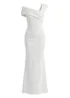 Goddiva White One Shoulder Asymmetric Scuba Crepe Maxi Dress - 8 Image 4