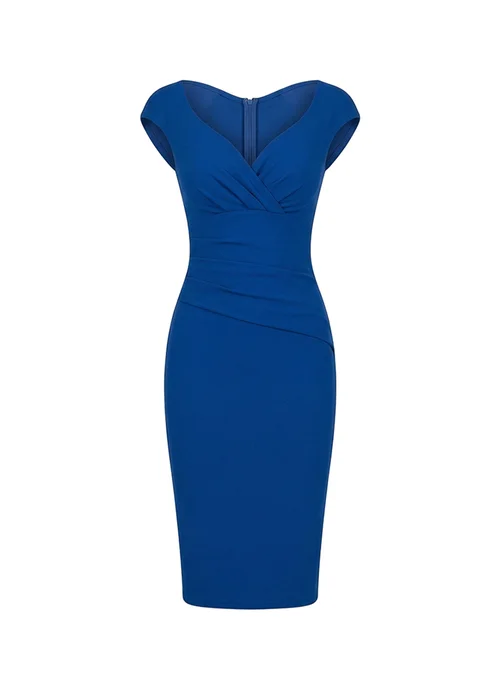 Goddiva Royal Blue Bardot Pleated Midi Dress - 12 Image 5
