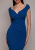Goddiva Royal Blue Bardot Pleated Midi Dress - 12 Image 3