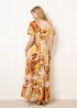 Blue Vanilla Multi Tropical V Front Shirred Waist Maxi Dress - S/M Image 4