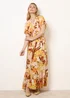 Blue Vanilla Multi Tropical V Front Shirred Waist Maxi Dress - S/M Image 1