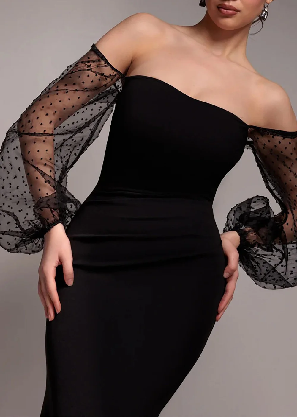 Goddiva Black Dobby Organza Bishop Sleeve Multiway Maxi Dress - 10 Image 3