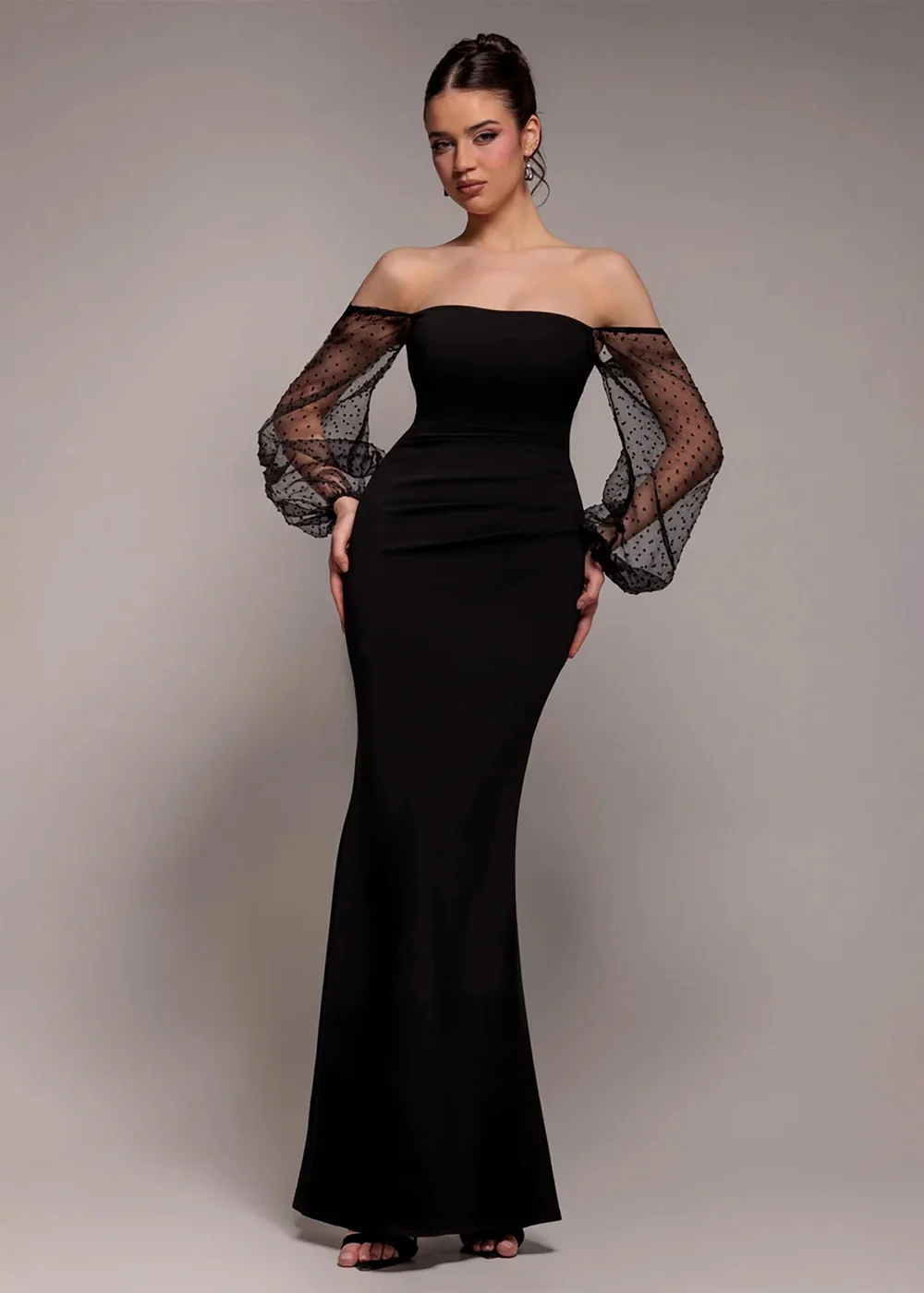 Goddiva Black Dobby Organza Bishop Sleeve Multiway Maxi Dress - 10 Image 1
