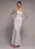 Goddiva White Dobby Organza Bishop Sleeve Multiway Maxi Dress - 12 Image 1
