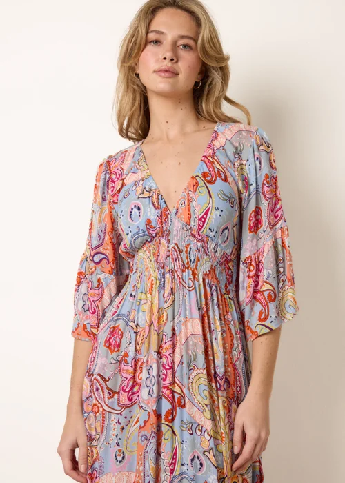 Blue Vanilla Multi Paisley Print V Neck Maxi Dress - S/M Image 2