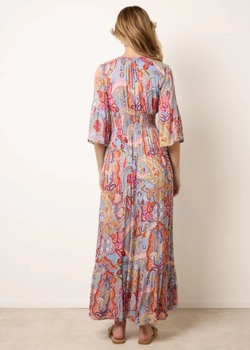 Blue Vanilla Multi Paisley Print V Neck Maxi Dress - S/M Image 4