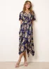Blue Vanilla Yellow Shirred Waist Hanky Hem Dress - M/L Image 1