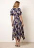 Blue Vanilla Yellow Shirred Waist Hanky Hem Dress - M/L Image 4