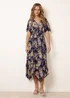 Blue Vanilla Yellow Shirred Waist Hanky Hem Dress - M/L Image 3