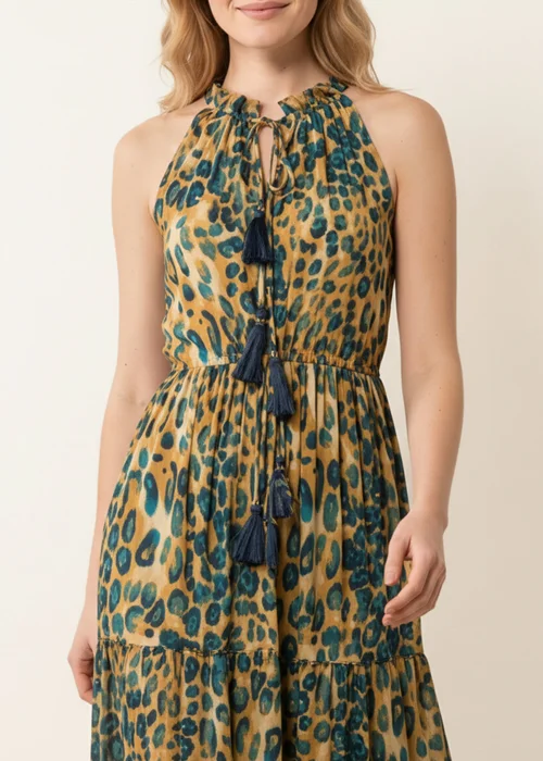 Blue Vanilla Brown Diamante Tiered Tie Front Dress - S/M Image 2