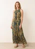 Blue Vanilla Brown Diamante Tiered Tie Front Dress - S/M Image 3