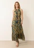 Blue Vanilla Brown Diamante Tiered Tie Front Dress - S/M Image 1