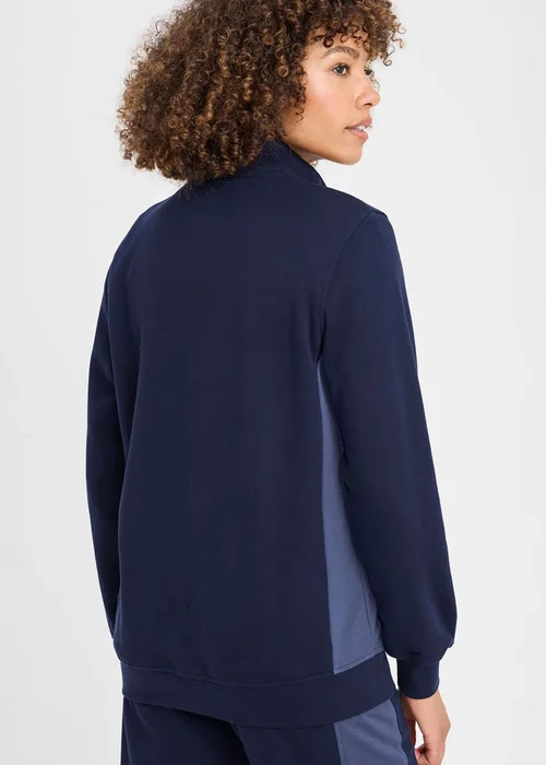 Cotton Traders Navy Half Zip Panelled Sweatshirt - L Image 4