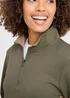 Cotton Traders Khaki Half Zip Panelled Sweatshirt - 2XL Image 3