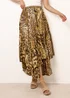 Blue Vanilla Brown Animal Asymmetric Midi Skirt - One Size Image 2
